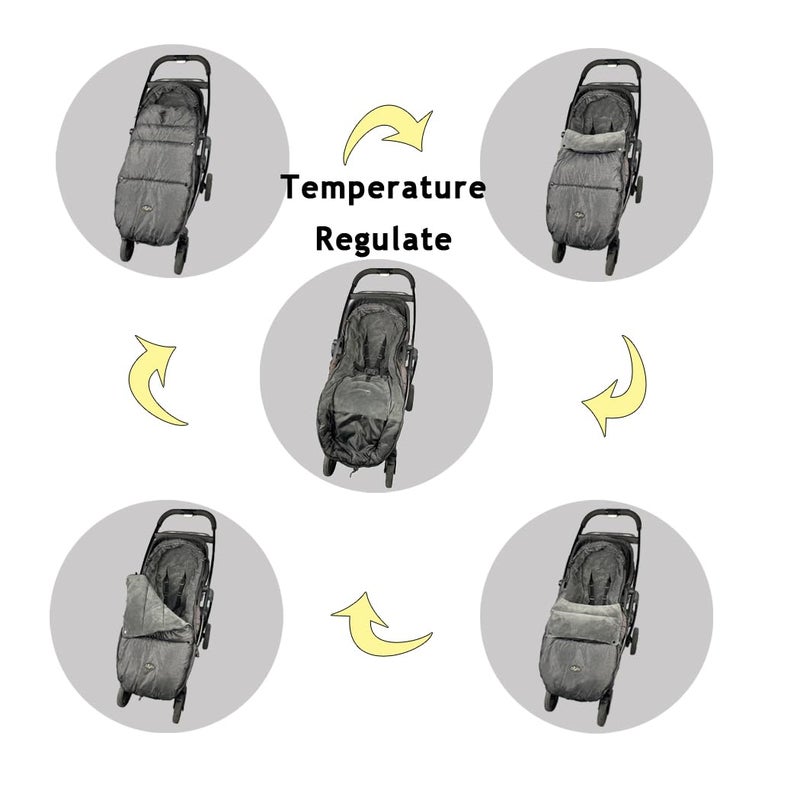 CozyMe Stroller Footmuff, Stroller Blanket with Hoodie for Toddler Winter Stroller Cover, Stroller Bunting Bag with Fleece Lined Front Height Adjustable & Removable Baby Bunting Bag for 6M-4T - Image 2